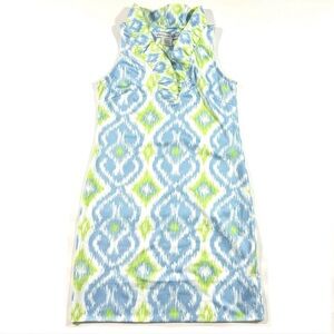 Gretchen Scott Designs Blue and Green Patterned Kids Dress